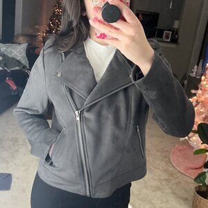 NWT Philosophy Suede Grey Bomber/Motorcycle Jacket